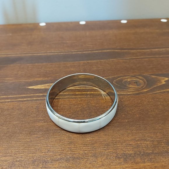 Vintage 80's Style Mixed Media Bangle - Silver - Picture 3 of 6